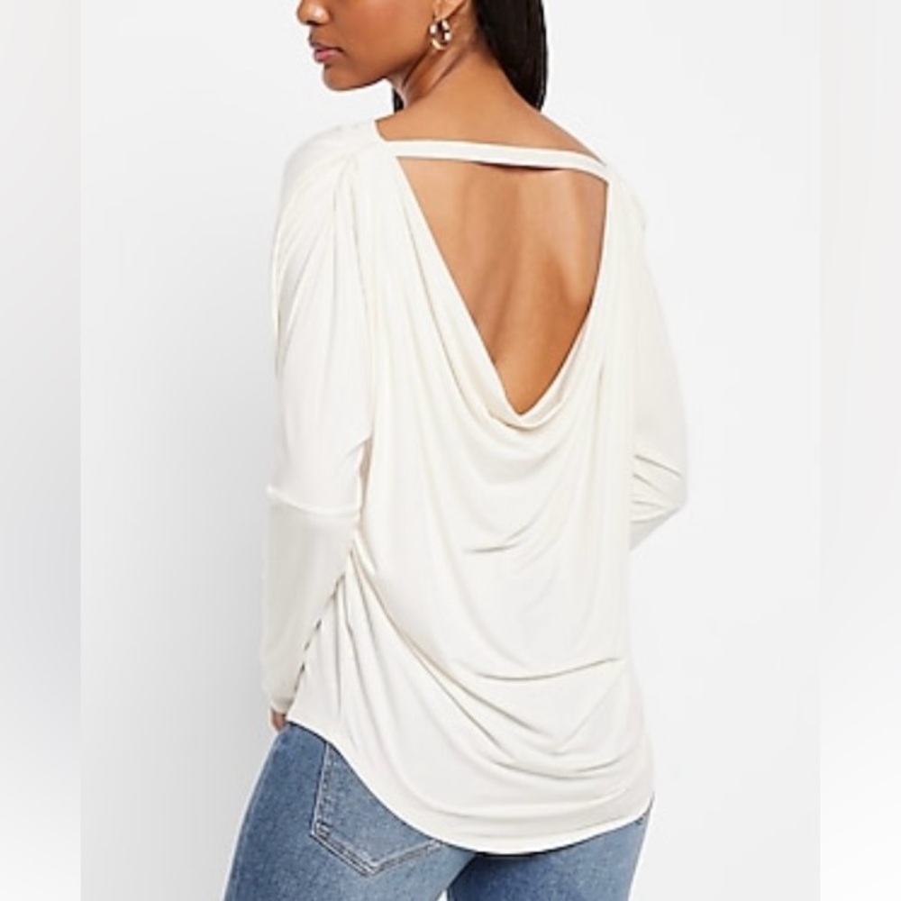 NWT EXPRESS Long Sleeve Cowl Draped Back
London Tee- Size L